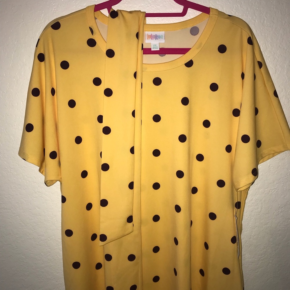 LuLaRoe Polka Dots Marly 2X BNWT Purple On Peach - Picture 5 of 8